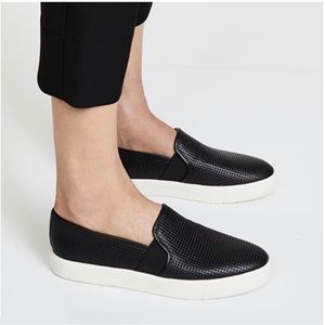 Vince Blair Perforated Black Slip On Shoes